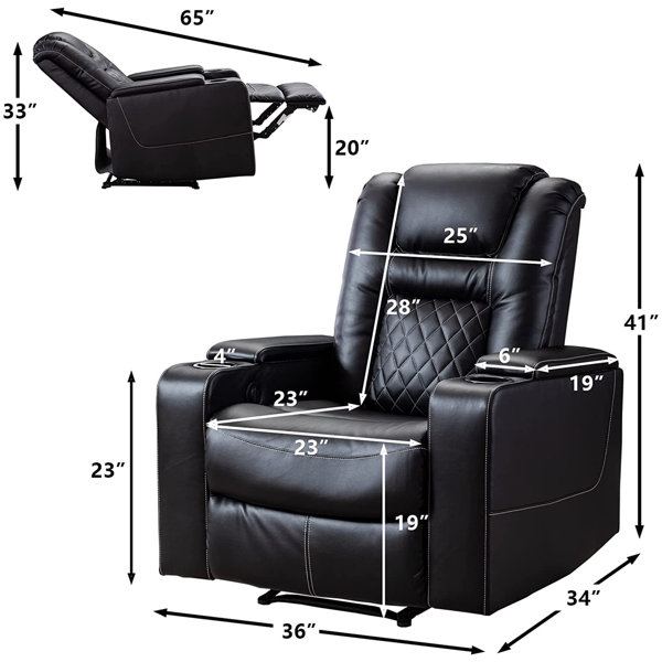 Red Barrel Studio® 36" Wide Leather Recliners Man Cave Home Theater